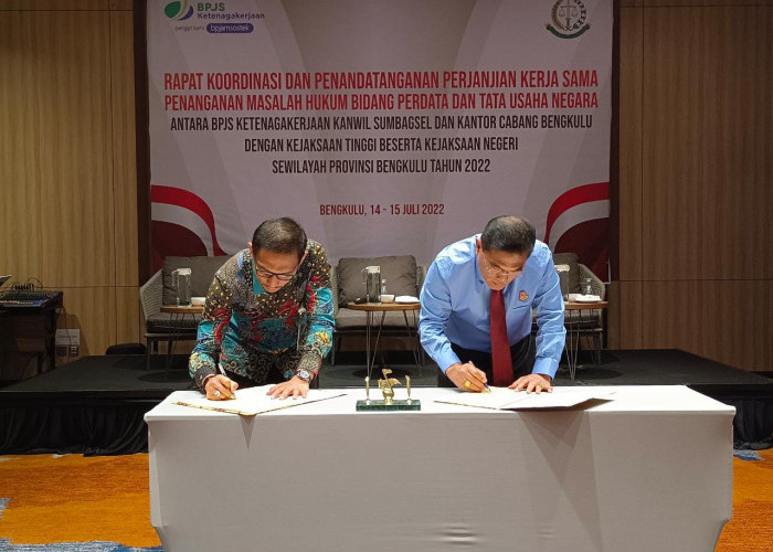 BPJS Ketenagakerjaan Teken MoU dengan Kejaksaan Tinggi dan Kejaksaan Negeri Bengkulu