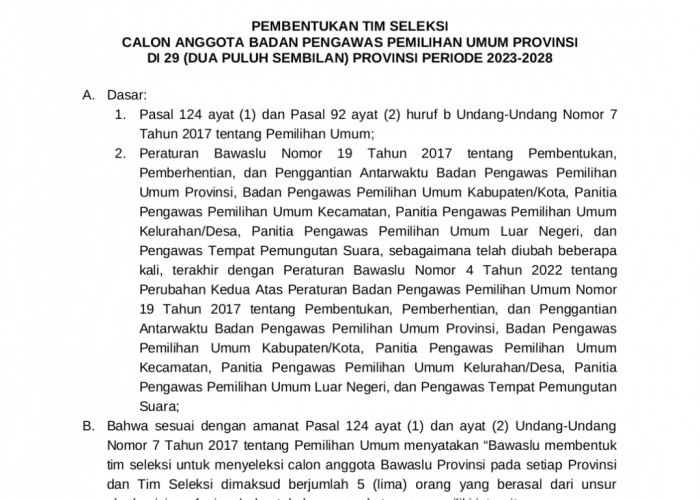 Ini Dia Timsel Bawaslu di 29 Provinsi di Indonesia 2023-2028