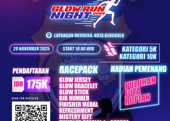 RBTV dan Polresta Bengkulu Gelar “Glow Run Night 2025” Sambut HUT RBTV