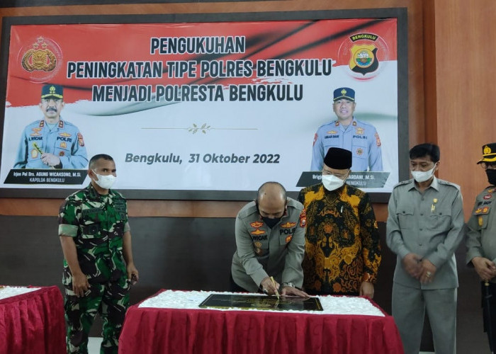 Naik Tipelogi, Polres Bengkulu Berganti Jadi Polresta Bengkulu 