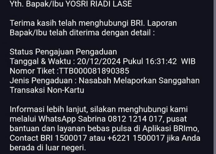 Nasabah Keluhkan Tindakan Bank BRI KCP Bengkulu, Merasa Didaftarkan ke Polis Asuransi Secara Sepihak