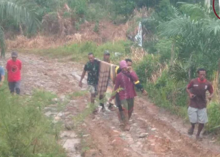 Jalan Rusak dan Berlumpur, Warga Desa di Kaur Gotong IRT Sakit Gunakan Tandu Darurat