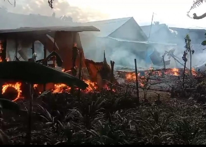 Kebakaran Hebat di Desa Pauh Terenja Mukomuko Hanguskan Rumah Warga
