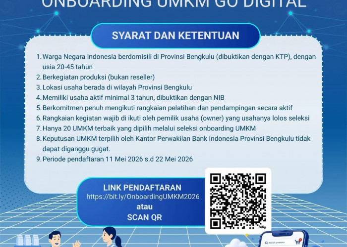 Bank Indonesia Buka Rekrutmen Onboarding UMKM Go Digital 2026 di Kota Bengkulu