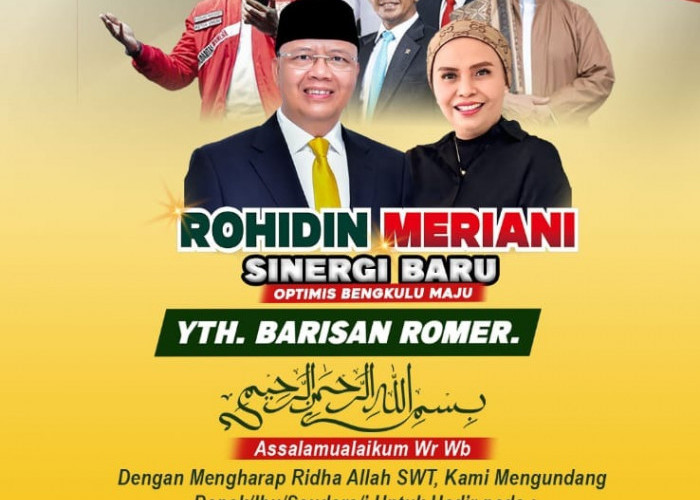 Usung Tagline Sinergi Baru Optimis Bengkulu Maju, Rohidin - Meriani Siap Daftar ke KPU 