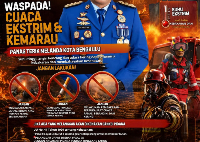 Waspada Kemarau, Damkar Kota Bengkulu Imbau Warga Tidak Membakar Lahan dan Sampah Sembarangan
