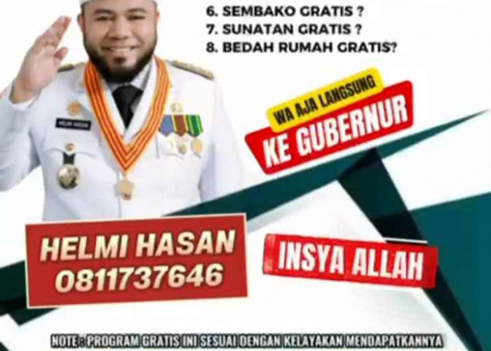 Bantu Rakyat ala Gubernur Helmi Hasan: Program Layanan Masyarakat Serba Gratis Cukup Lewat WhatsApp