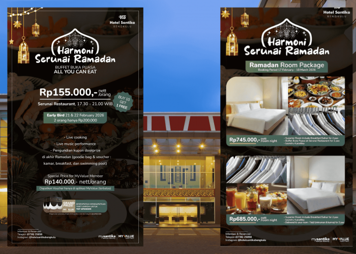 Bukber di Hotel Santika Bengkulu, Ada Promo Buy 10 Get 1 Hingga Kesempatan Menang Tiket Umroh