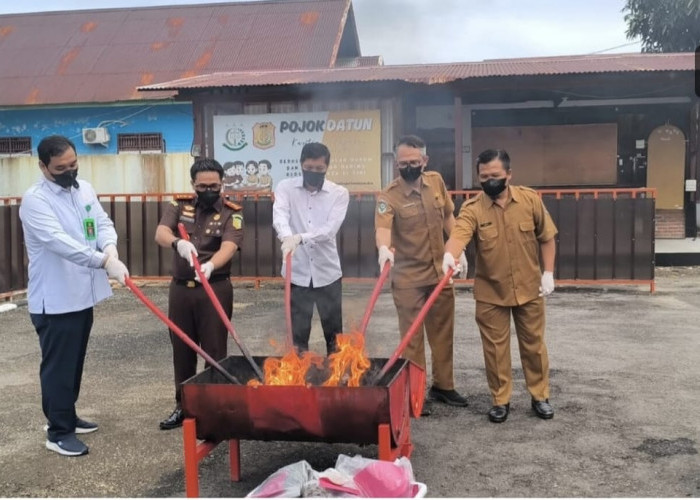 Kejari Mukomuko Musnahkan Barang Bukti 34 Perkara, Ganja Dibakar dan Sabu Dilarutkan