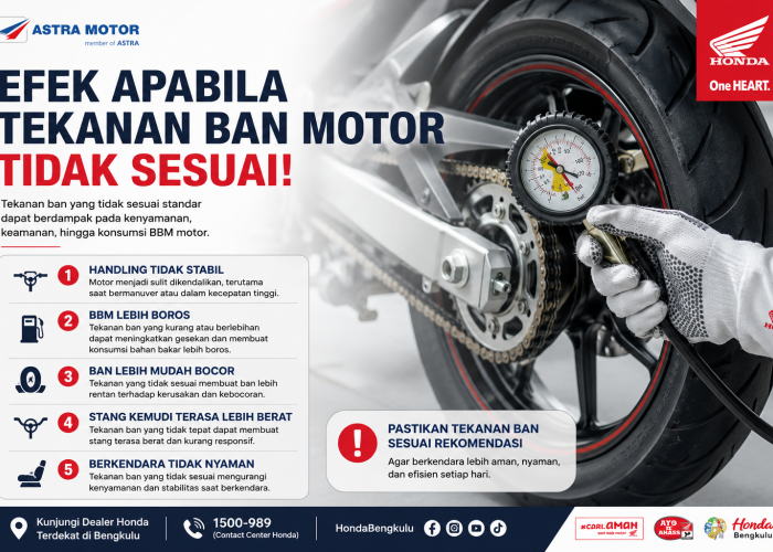 Astra Motor Bengkulu Edukasi Pentingnya Tekanan Ban Sesuai Standar untuk Keselamatan Berkendara
