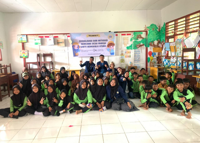 Mitigasi Bencana Gempa Bumi, Mahasiswa Sosiologi UNIB Bersama BPBD Edukasi Siswa SD Negeri 080 Bengkulu Utara