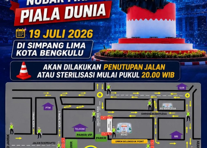 Polresta Bengkulu Tutup Total Kawasan Simpang Lima Saat Nobar Final Piala Dunia 2026