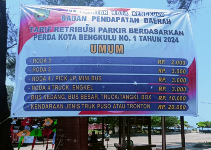 Cegah Pungli Parkir di Wisata, Bapenda Kota Bengkulu Pasang Spanduk Tarif Resmi
