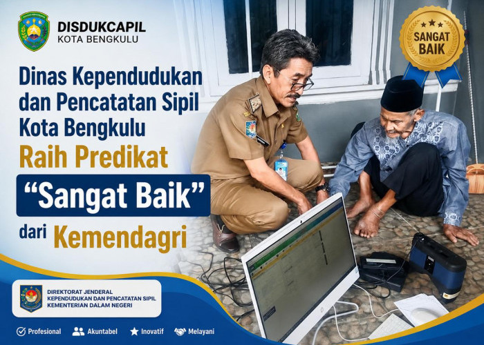 Dinas Kependudukan dan Pencatatan Sipil Kota Bengkulu Raih Predikat 'Sangat Baik' dari Kemendagri