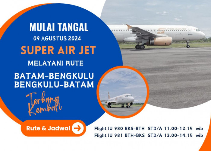 Penerbangan Perdana Rute Batam-Bengkulu akan Dibuka  9 Agustus Mendatang 
