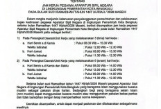 Ramadan 1447 H, Pemkot Bengkulu Sesuaikan Jam Kerja ASN demi Layanan Tetap Prima